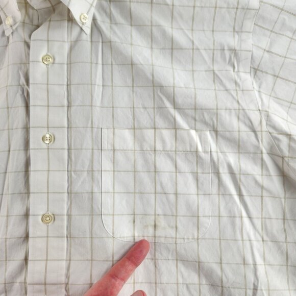 Brooks Brothers Slim Fit 17 35 Non-iron White Beige Check Long Sleeve Button Up - Picture 6 of 16